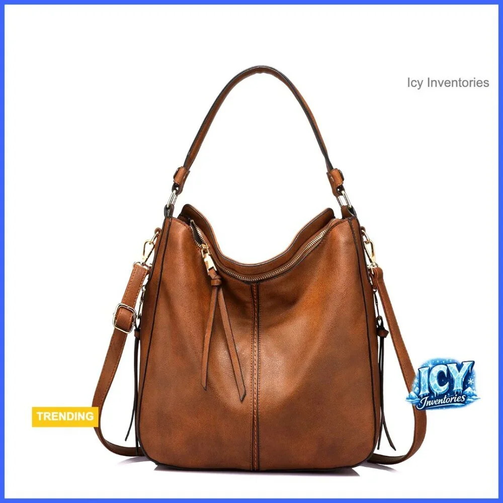 Faux Leather Hobo Crossbody Bag Large Capacity Shoulder Purse